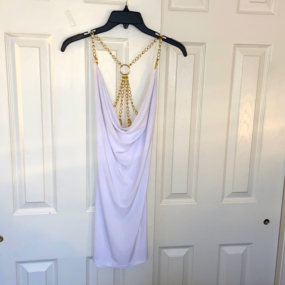 Missguided White Dress with Gold Detailing